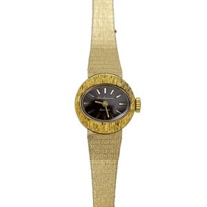 Jules Jurgensen Vintage 1980's Gold Plated Dark Red Dial Ladies Wrist Watch